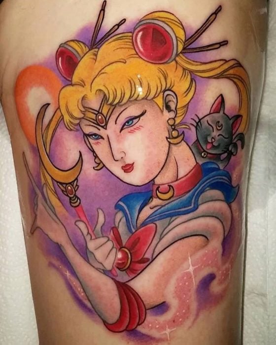 Tatuajes de Sailor Moon; Serena Tsukino estilo japonés tradicional, geisha