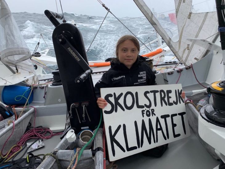 Greta Thunberg durante su travesía rumbo a Nueva York en barco