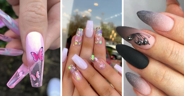 15 Diseños de uñas de mariposa que te encantarán