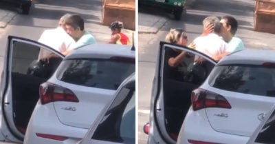 Abuelito choca contra motociclista y el herido lo consuela al verlo llorar