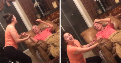 Le canta a su abuelo con demencia, él se emociona y la acompaña unos segundos