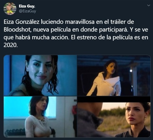Tuit sobre Eiza Gonzalez en la película Bloodshot