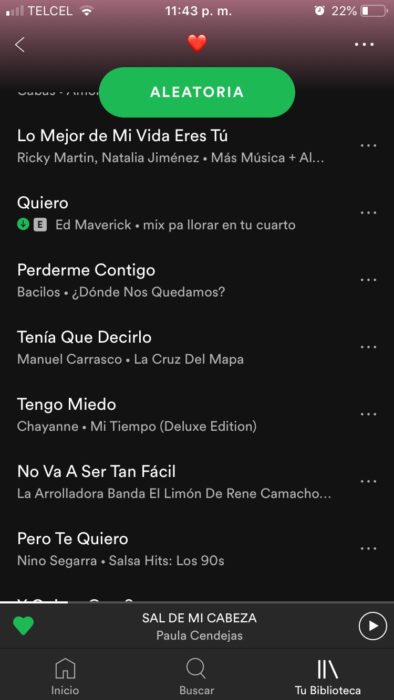 Tuit sobre una carta de amar escrita con canciones de Spotify