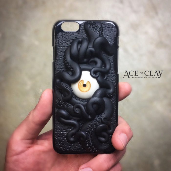 Case para celular con diseño de pulpo negro