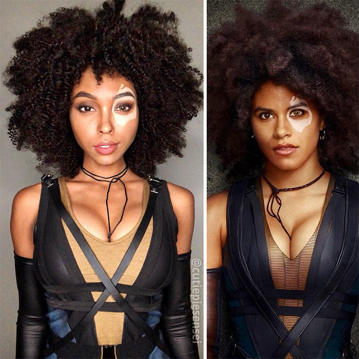 Cosplayer Jasmine James, disfrazada como Domino de Deadpool 