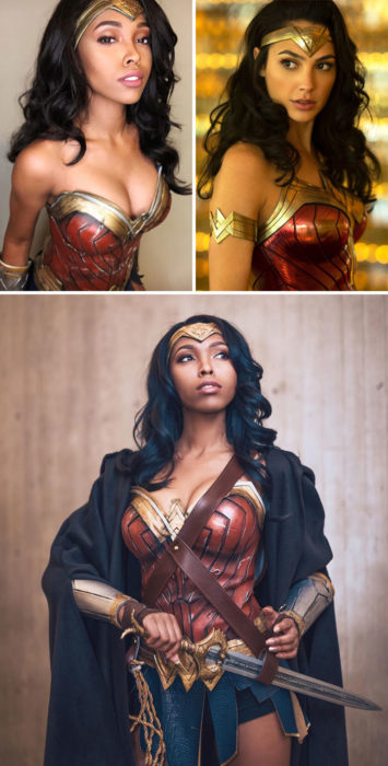 Cosplayer Jasmine James, disfrazada como la mujer Maravilla 