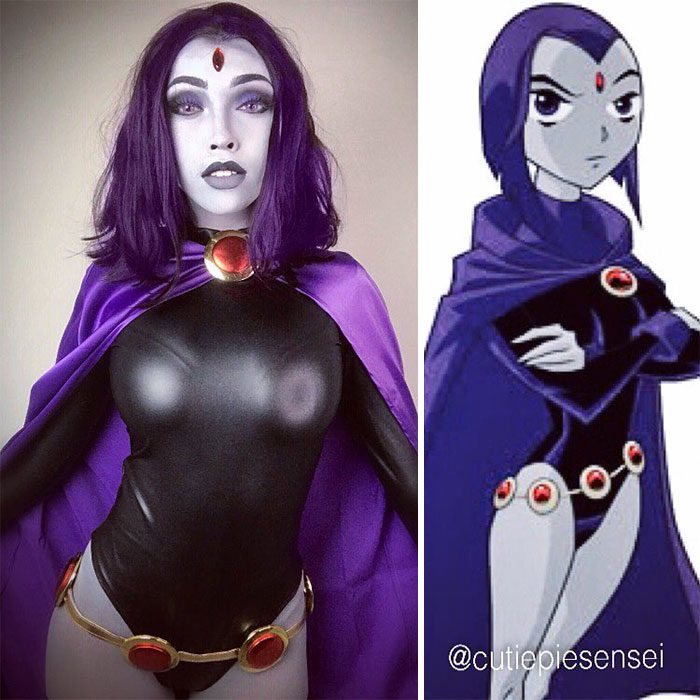 Cosplayer Jasmine James, disfrazada como Raven de Teen Titans 