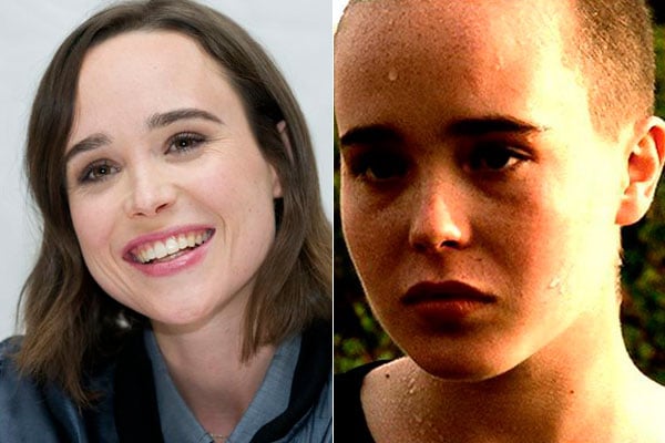 Ellen Page antes y después de afeitarse el cabello para una actuación 