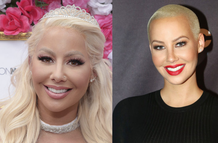 Amber Rose antes y después de afeitarse la cabeza 