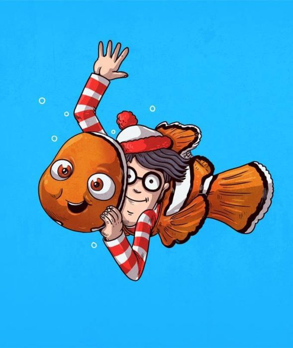 Ilustración de Alex Solis, proyecto Icons Unsmasked, Nemo, Waldo