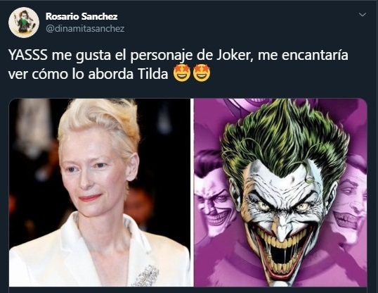Tuit sobre Tilda Swilton para interpretar al nuevo Joker