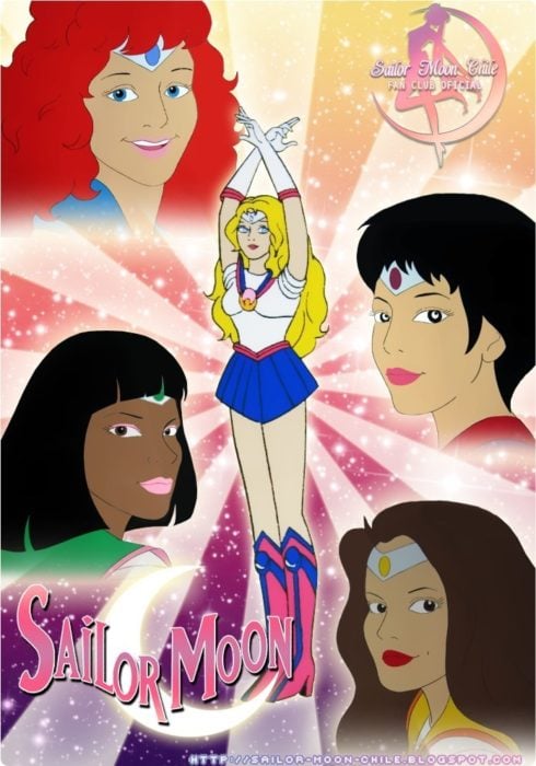 Versión americana de Sailor Moon; Sailors Mercurio, Venus, Marte, Júpiter y Serena