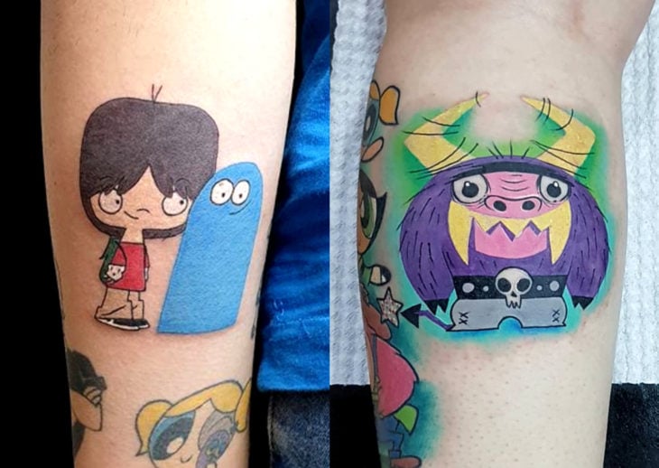 Tatuajes de caricaturas de Cartoon Network; Mac, Bloo y Eduardo de La mansión Foster para amigos imaginarios