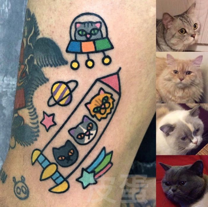 Tatuajes tiernos de Pikka Cool Cool Tattoo; tatuaje kawaii de gatos