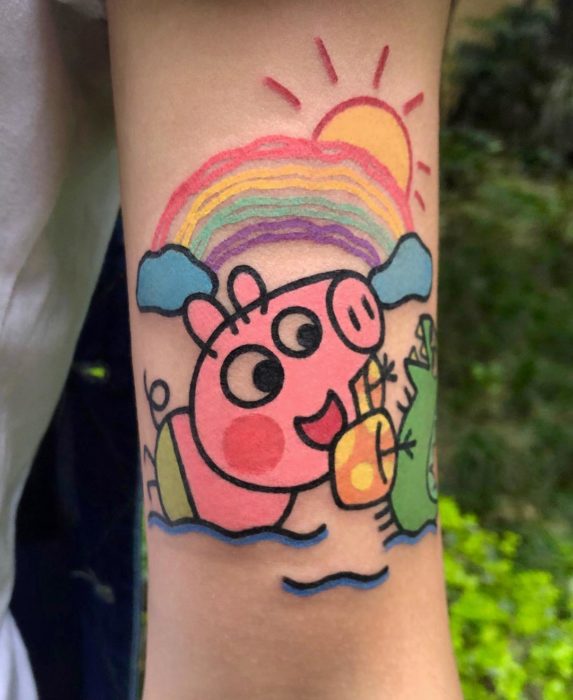 Tatuajes tiernos de Pikka Cool Cool Tattoo; tatuaje kawaii de Pepa Pig