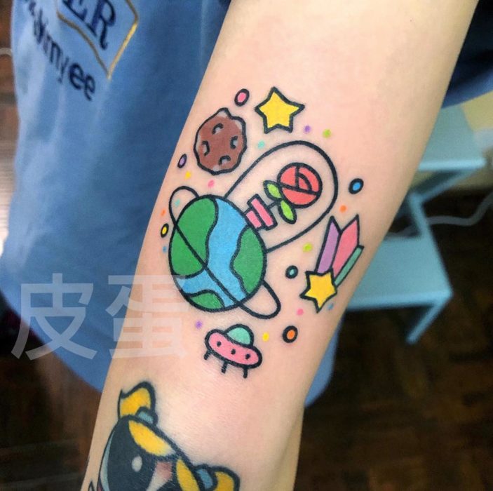 Tatuajes tiernos de Pikka Cool Cool Tattoo; tatuaje kawaii de la rosa de El Principito