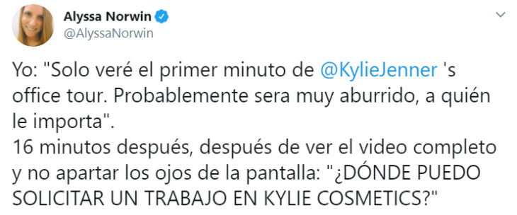 Comentarios en twitter sobre el tour de la oficina de kylie Jenner 