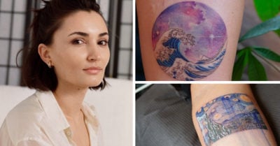 Realiza tatuajes geométricos inspirados en obras de arte y el resultado es encantador