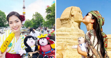 Japonesa viaja por todo el mundo con un Dr. Simi de peluche