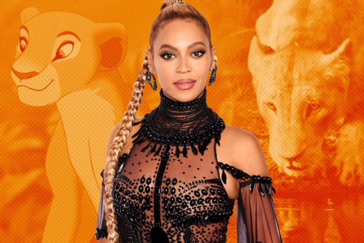 Beyonce posando durante la alfombra roja de la película El Rey León