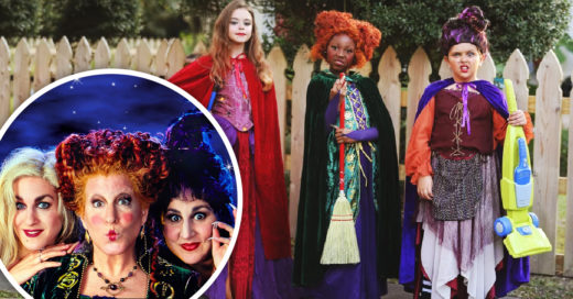 Brujas de 'Hocus Pocus' lograron rejuvenecer; niñas se disfrazan para una sesión de fotos