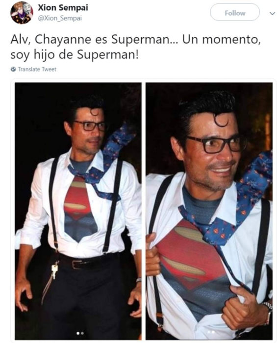 Chayanne disfrazado de Superman, Clark Kent para Halloween