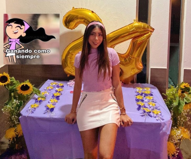 Chica celebra fiesta de cumpleaños con temática de memes y stickers; Trixie de Los padrinos mágicos