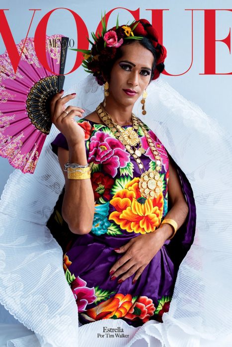 Estrella, Muxe, México, modelando para la portada de Vogue