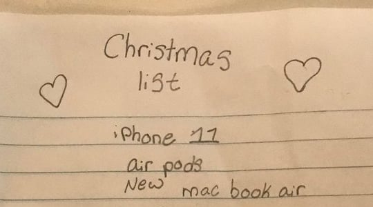 Niña de 10 años hizo la lista navideña más cara de todas