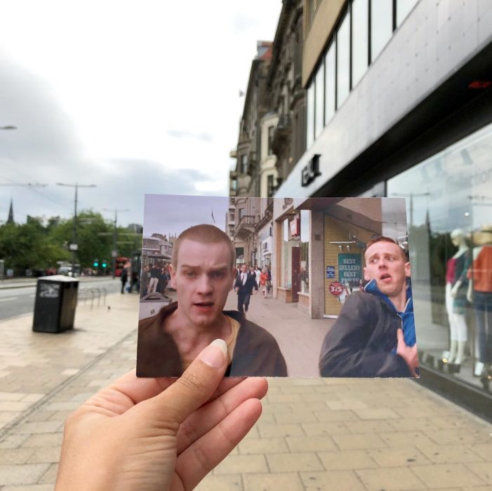 Andrea David viaja fotografiando locaciones de películas; Trainspotting, Spud, Mark Renton, Ewen Bremner, Ewan McGregor