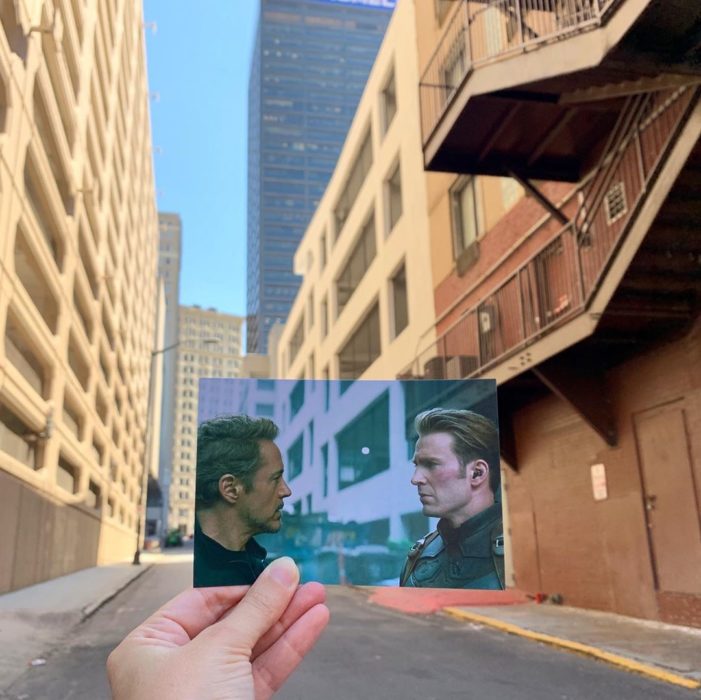 Andrea David viaja fotografiando locaciones de películas; Avengers, endgame, Tony Stark, Capitán América, Iron Man, Steve Rogers, Robert Downey Jr., Chris Evans