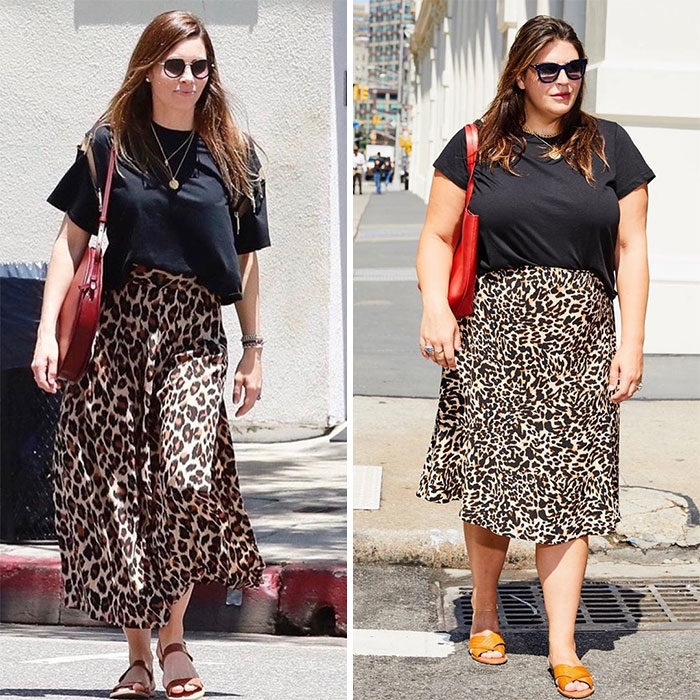  Katie Sturino replicando el outfit de Jessica Biel