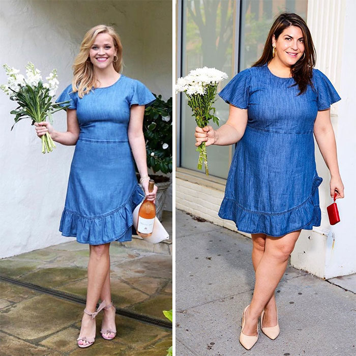  Katie Sturino replicando el outfit de Reese Witherspoon