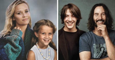 25 Celebridades posando con su ‘yo’ del pasado gracias a Photoshop