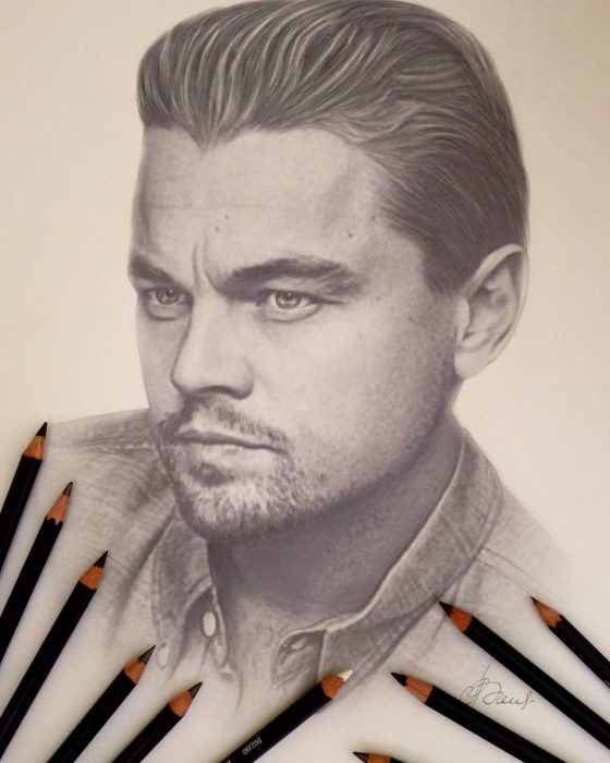 Dibujo hiperrealista de la artista litvinalena, Leonardo DiCaprio