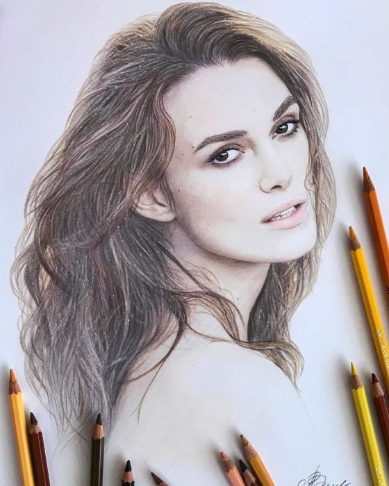 Dibujo hiperrealista de la artista Litvin Alena, Keira Knightley