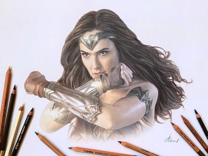 Dibujo hiperrealista de la artista Litvin Alena, Gal Gadot