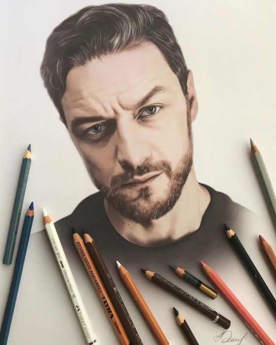 Dibujo hiperrealista de la artista Litvin Alena, James McAvoy