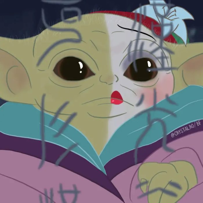 Bebé yoda como Mulan, Disney