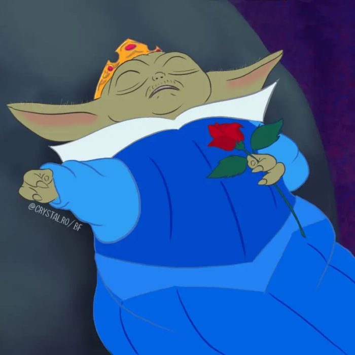 Bebé Yoda como Aurora, Disney