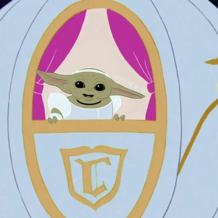 Bebé Yoda como Cenicienta