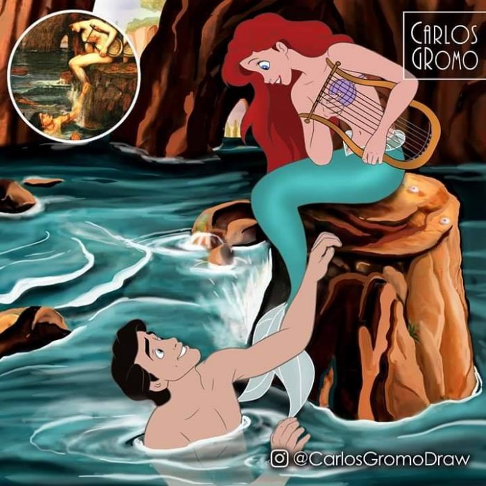 Dibujos de Carlos Gromo, Disney, Ariel y el príncipe Eric