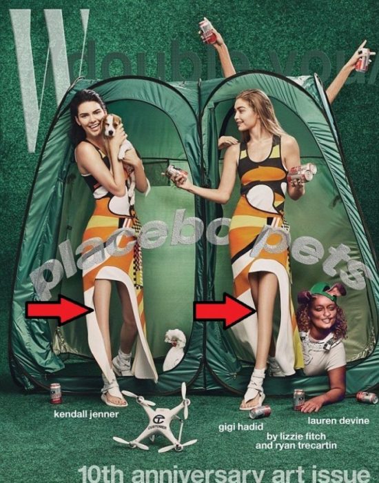 Kendall Jenner y Gigi hadid con un error de photoshop 