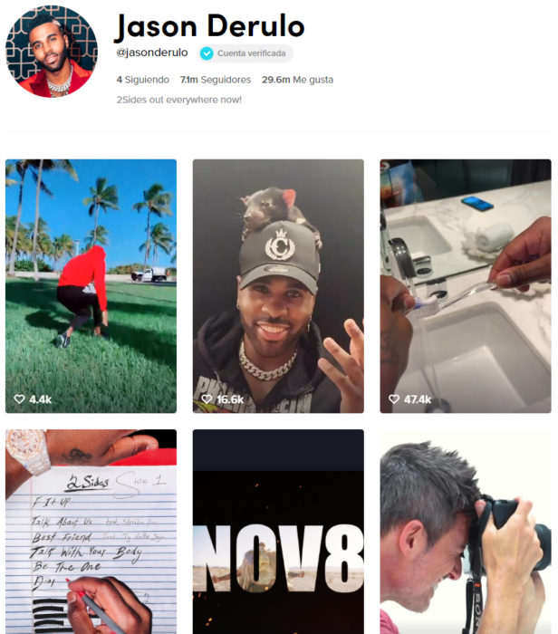 Pagina de tik tok de jason derulo 