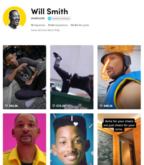 Pagina de tik tok de will smith 