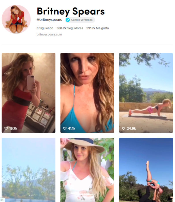 Pagina de tik tok de britney spears 