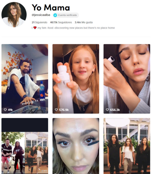 Pagina de tik tok de Jessica de Alba 