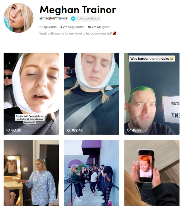 Pagina de tik tok de Megan Trainor 