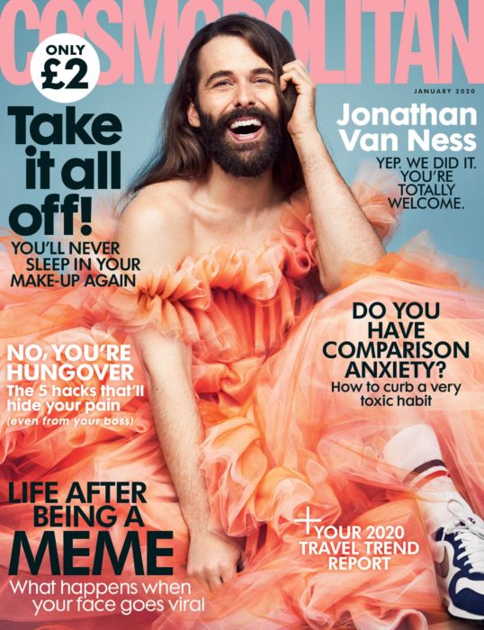 Jonathan Van Ness, estrella de Queer Eye for the Straight Guy, es el primer hombre en la portada de la revista Cosmopolitan