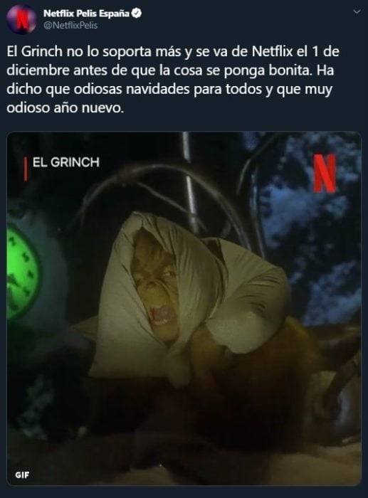 Tuit sobre El Grinch ha sido retirado de Netflix